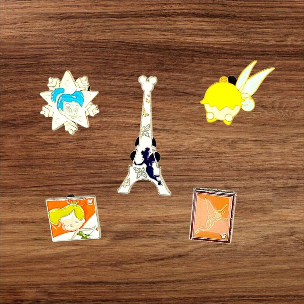 5 Peter Pan Tinker Bell Disney Parks Trading Pins, Plus 2 Bonus Pins